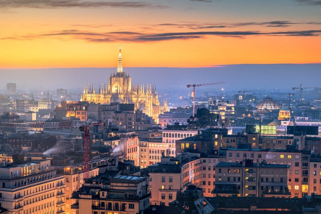 Milan, Italy cityscape with the Duomo